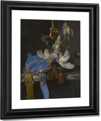 Hunt Still Life With A Velvet Bag On A Marble Ledge By Willem Van Aelst Fine Art Print