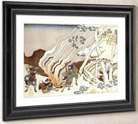 Hunters By A Fire In The Snow By Hokusai Fine Art Print