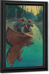 Hunters In A Canoe By Philip R. By Goodwin Fine Art Print