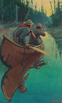 Hunters In A Canoe By Philip R. By Goodwin Fine Art Print