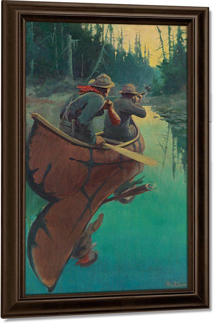 Hunters In A Canoe By Philip R. By Goodwin Fine Art Print
