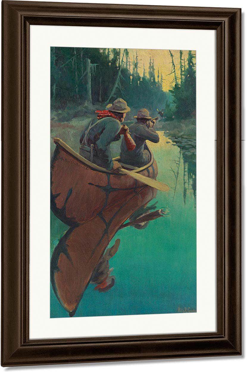 Hunters In A Canoe By Philip R. By Goodwin Fine Art Print