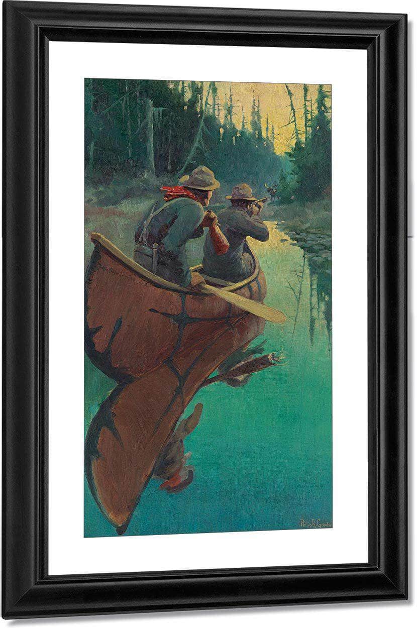 Hunters In A Canoe By Philip R. By Goodwin Fine Art Print