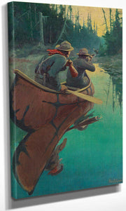 Hunters In A Canoe By Philip R. By Goodwin Fine Art Print