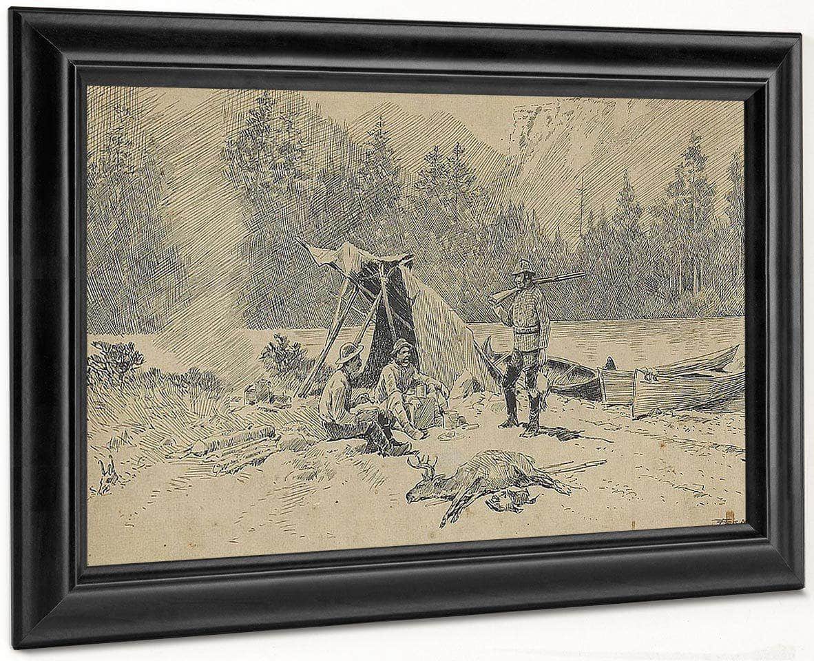 Hunters Making Camp By A River By Henry Farny Fine Art Print