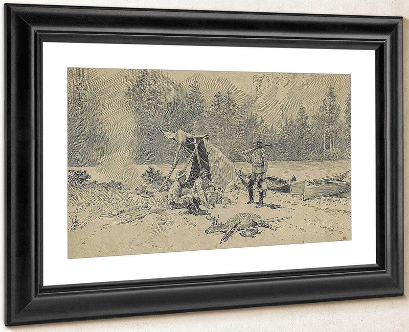 Hunters Making Camp By A River By Henry Farny Fine Art Print