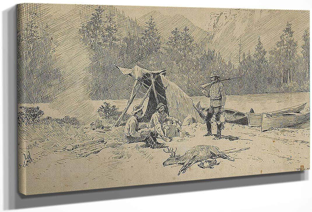 Hunters Making Camp By A River By Henry Farny Fine Art Print