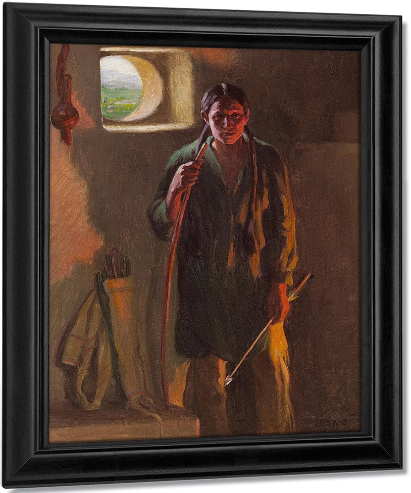 Hunting Son, Firelight And Daylight, Taos By Joseph Henry Sharp By Henry Sharp Fine Art Print