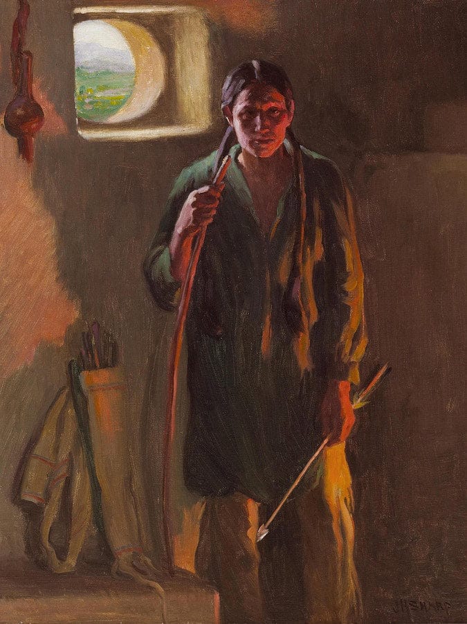 Hunting Son, Firelight And Daylight, Taos By Joseph Henry Sharp By Henry Sharp Fine Art Print
