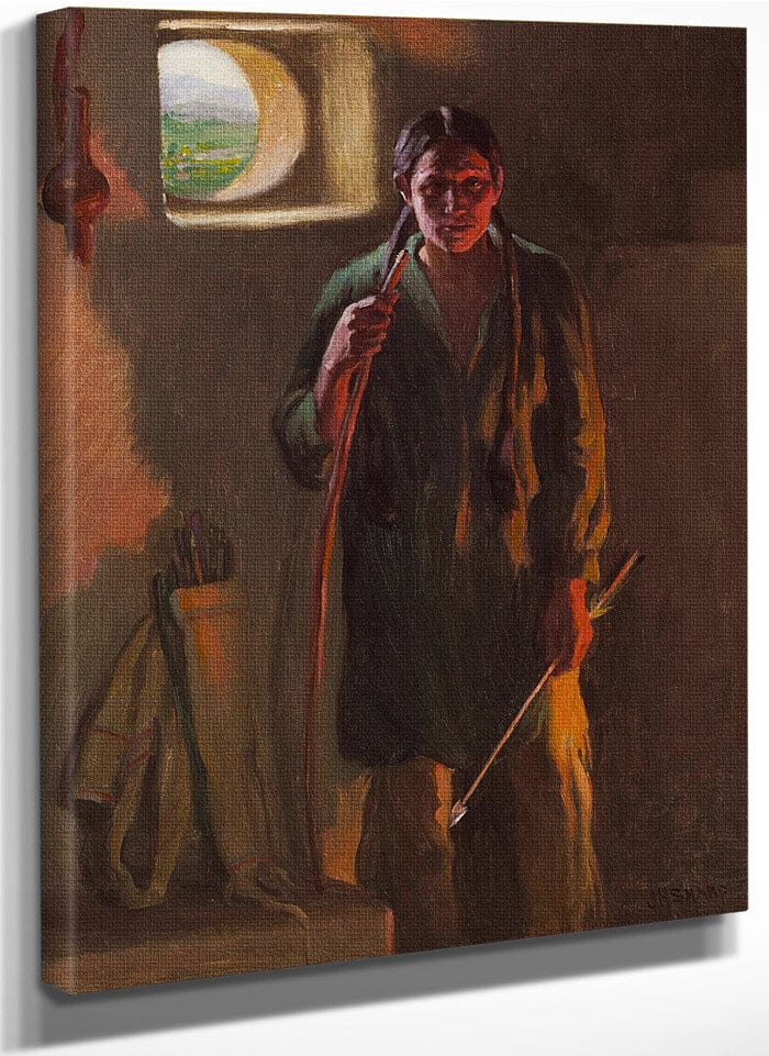 Hunting Son, Firelight And Daylight, Taos By Joseph Henry Sharp By Henry Sharp Fine Art Print