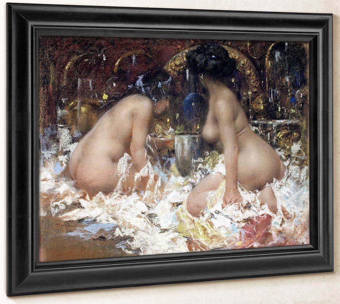 In The Boudoir By Antonio Mancini Fine Art Print