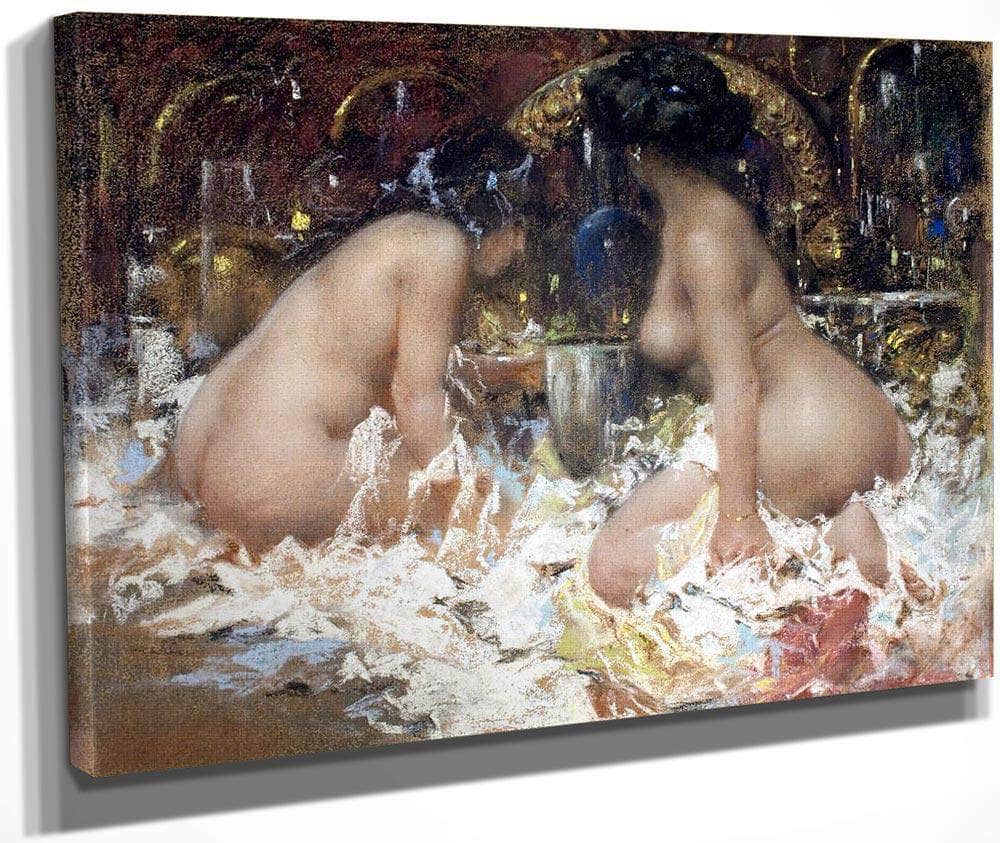 In The Boudoir By Antonio Mancini Fine Art Print