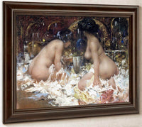 In The Boudoir By Antonio Mancini Fine Art Print