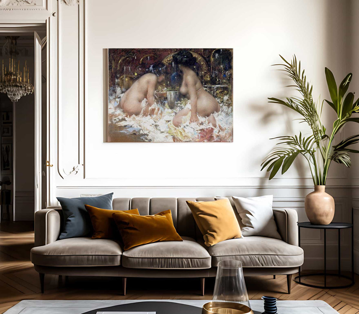 In The Boudoir By Antonio Mancini Fine Art Print