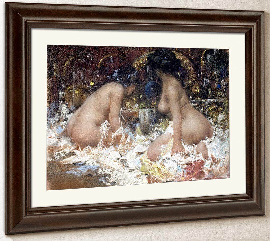 In The Boudoir By Antonio Mancini Fine Art Print