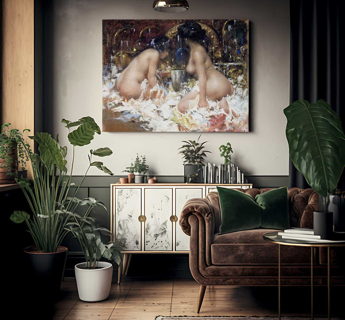 In The Boudoir By Antonio Mancini Fine Art Print