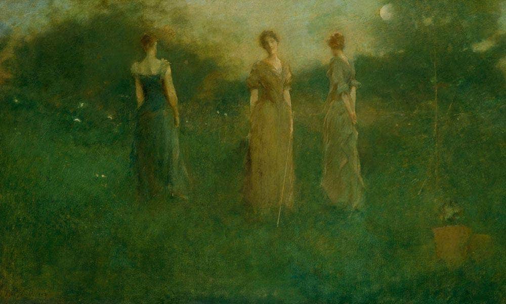 In The Garden By Thomas Wilmer Dewing Fine Art Print