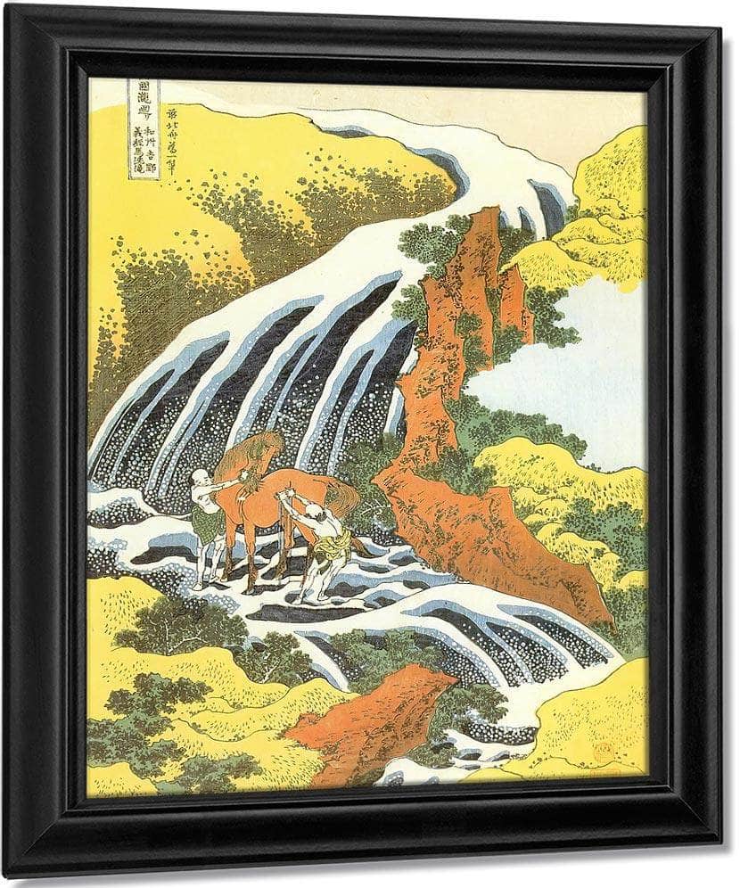 In The Horse Washing Waterfall By Hokusai Fine Art Print