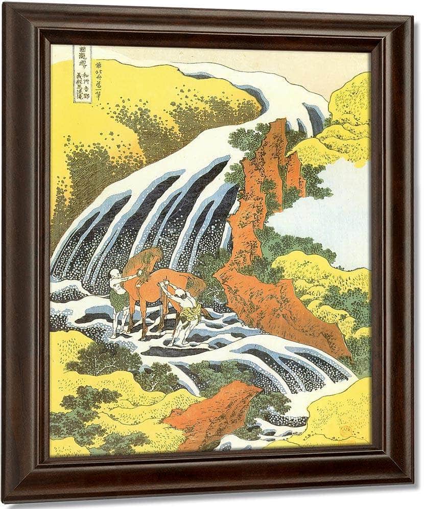In The Horse Washing Waterfall By Hokusai Fine Art Print