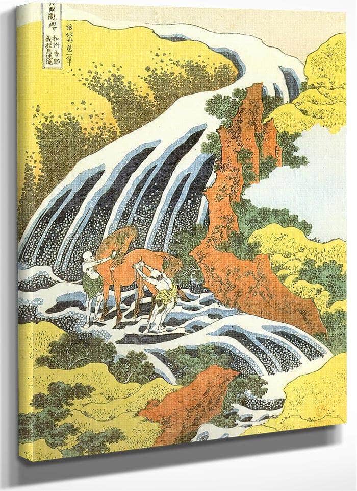 In The Horse Washing Waterfall By Hokusai Fine Art Print