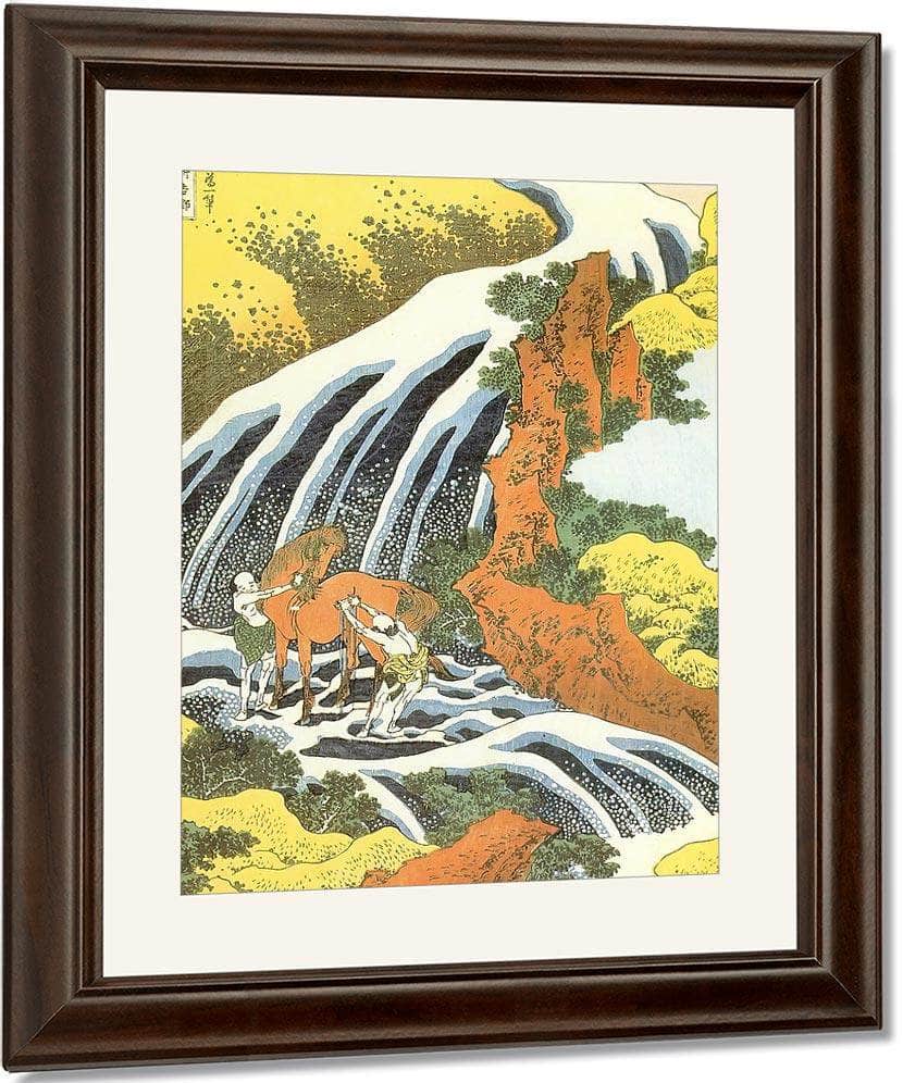 In The Horse Washing Waterfall By Hokusai Fine Art Print