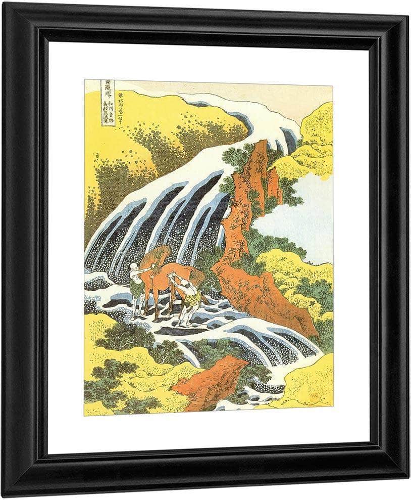 In The Horse Washing Waterfall By Hokusai Fine Art Print