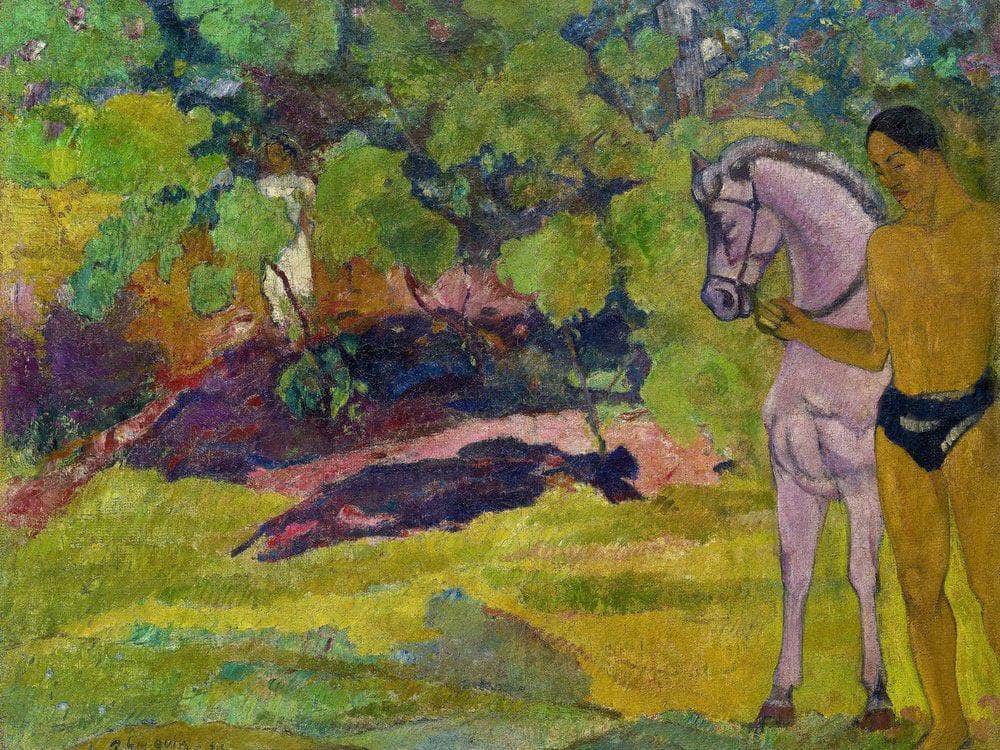 In The Vanilla Grove Man And Horse 1891 By Paul Gauguin Fine Art Print