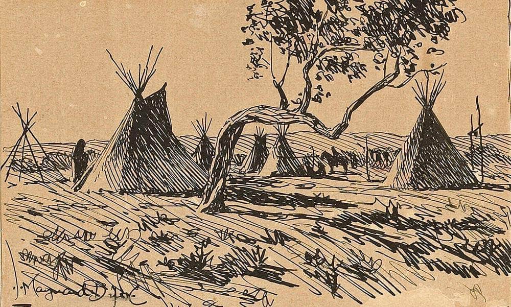 Indian Encampment; And This Way Too (A Pair) By Maynard Dixon Fine Art Print