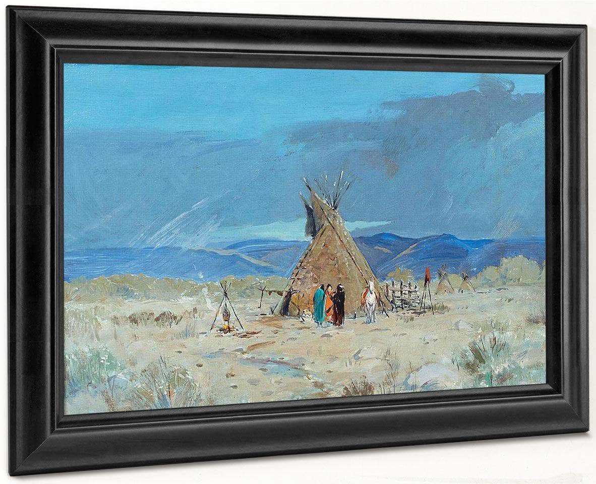 Indian Encampment By Manner Of Henry F. Farny Fine Art Print