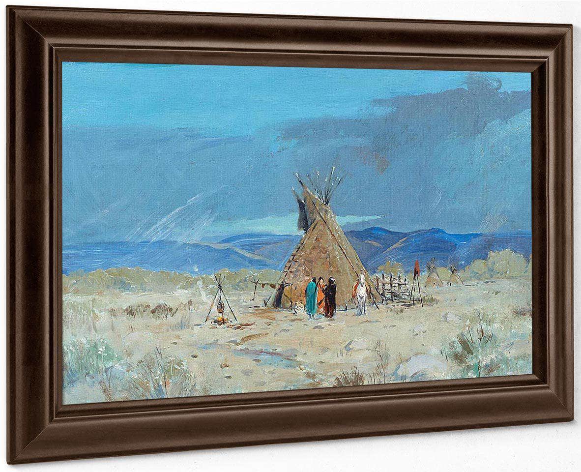 Indian Encampment By Manner Of Henry F. Farny Fine Art Print