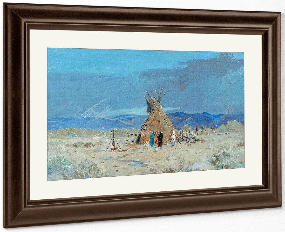 Indian Encampment By Manner Of Henry F. Farny Fine Art Print