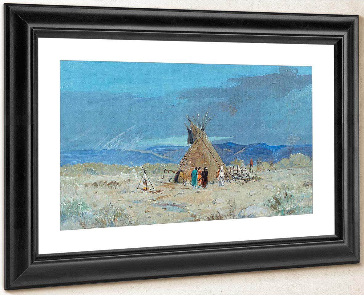 Indian Encampment By Manner Of Henry F. Farny Fine Art Print