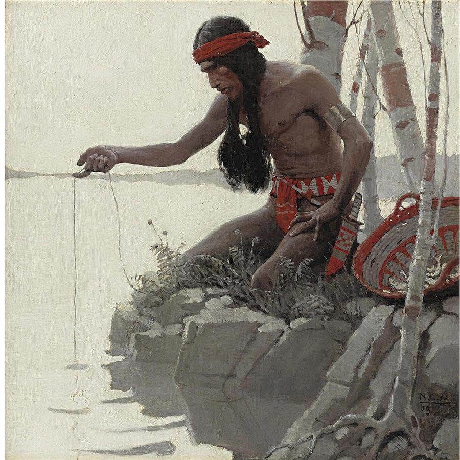 Indian Fishing By NC Wyeth Fine Art Print
