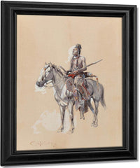 Indian On Horseback 1900 By Charles Marion Russell Fine Art Print