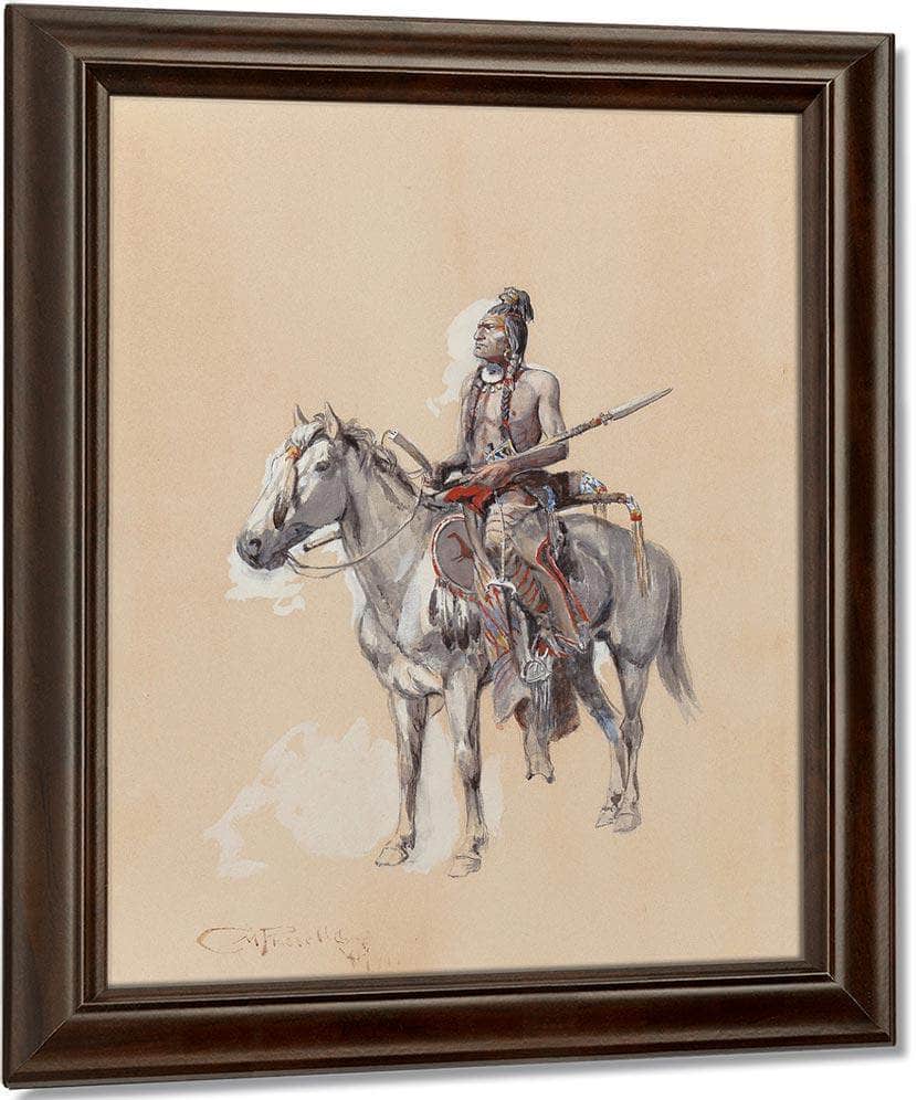 Indian On Horseback 1900 By Charles Marion Russell Fine Art Print