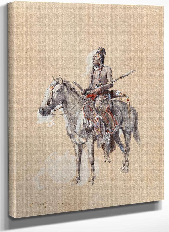 Indian On Horseback 1900 By Charles Marion Russell Fine Art Print
