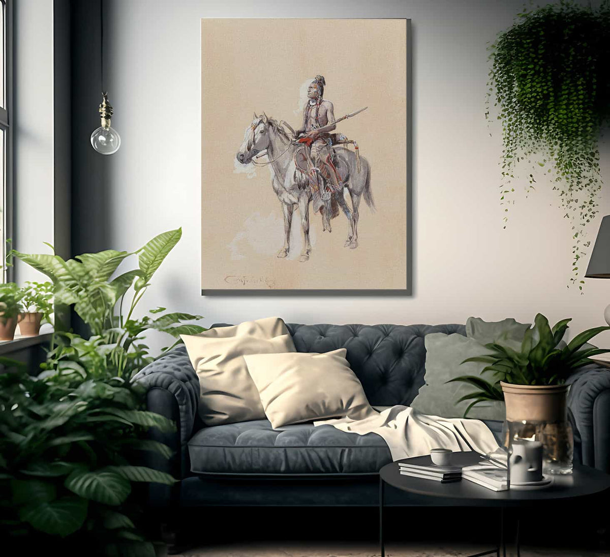 Indian On Horseback 1900 By Charles Marion Russell Fine Art Print