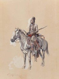 Indian On Horseback 1900 By Charles Marion Russell Fine Art Print