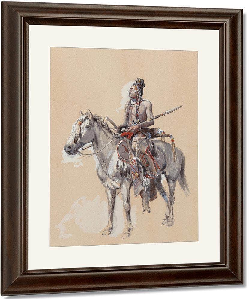 Indian On Horseback 1900 By Charles Marion Russell Fine Art Print