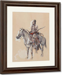 Indian On Horseback 1900 By Charles Marion Russell Fine Art Print