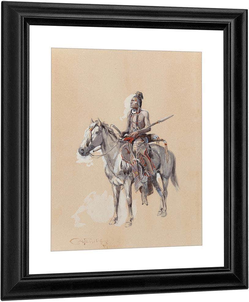 Indian On Horseback 1900 By Charles Marion Russell Fine Art Print