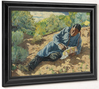 Indian Playing A Drum By Walter Ufer Fine Art Print