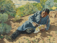 Indian Playing A Drum By Walter Ufer Fine Art Print