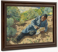 Indian Playing A Drum By Walter Ufer Fine Art Print