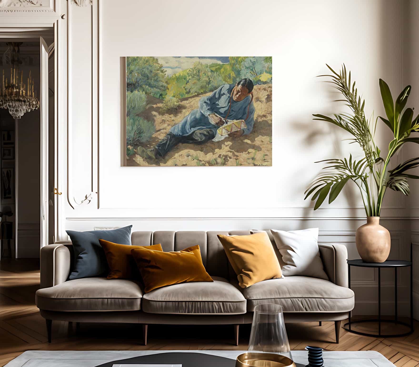Indian Playing A Drum By Walter Ufer Fine Art Print