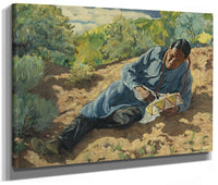 Indian Playing A Drum By Walter Ufer Fine Art Print