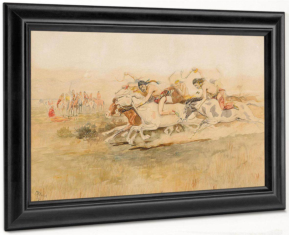 Indian Race By Charles Marion Russell Fine Art Print