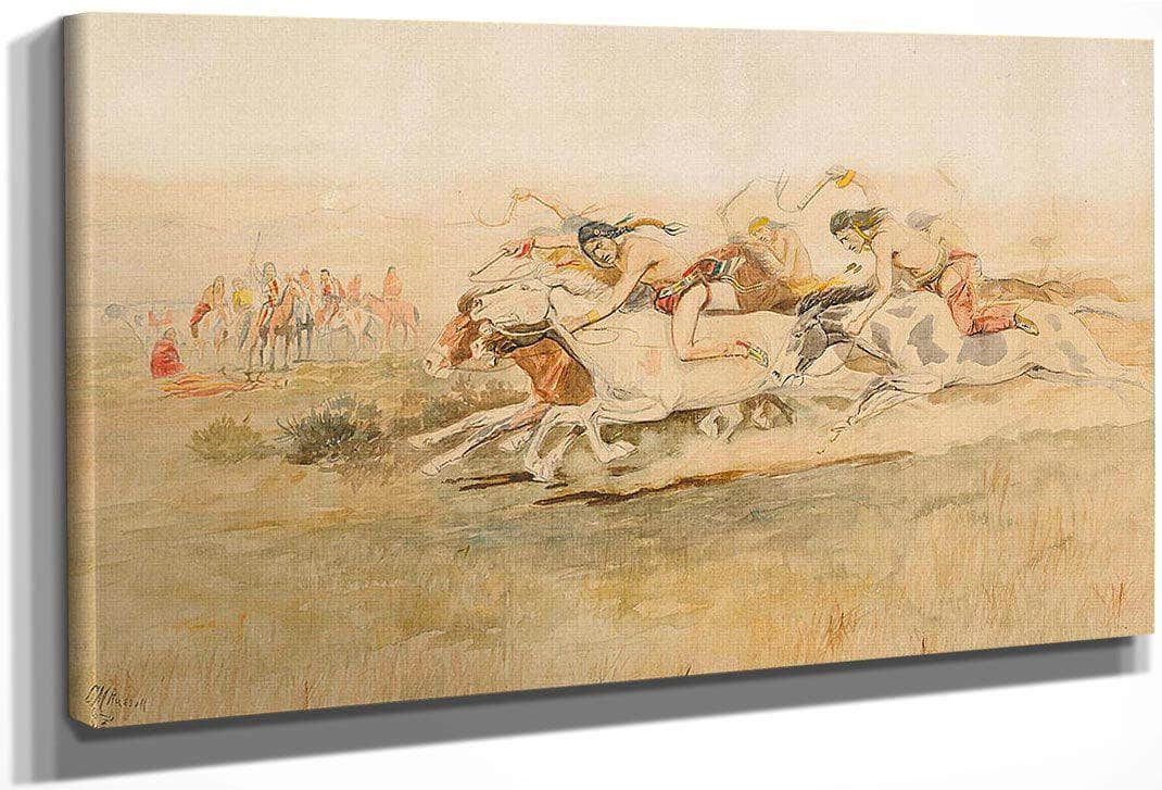 Indian Race By Charles Marion Russell Fine Art Print