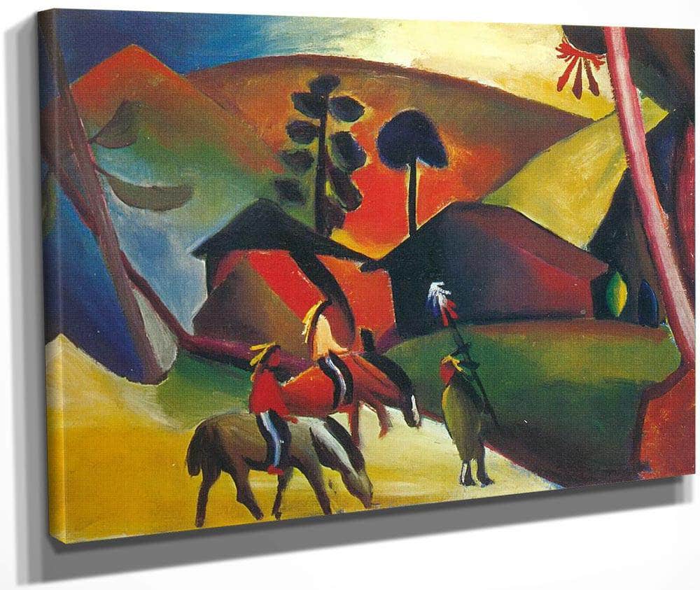 Indian Riding A Horse By August Macke Fine Art Print