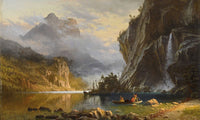 Indians Spear Fishing 1862 By Albert Bierstadt Fine Art Print